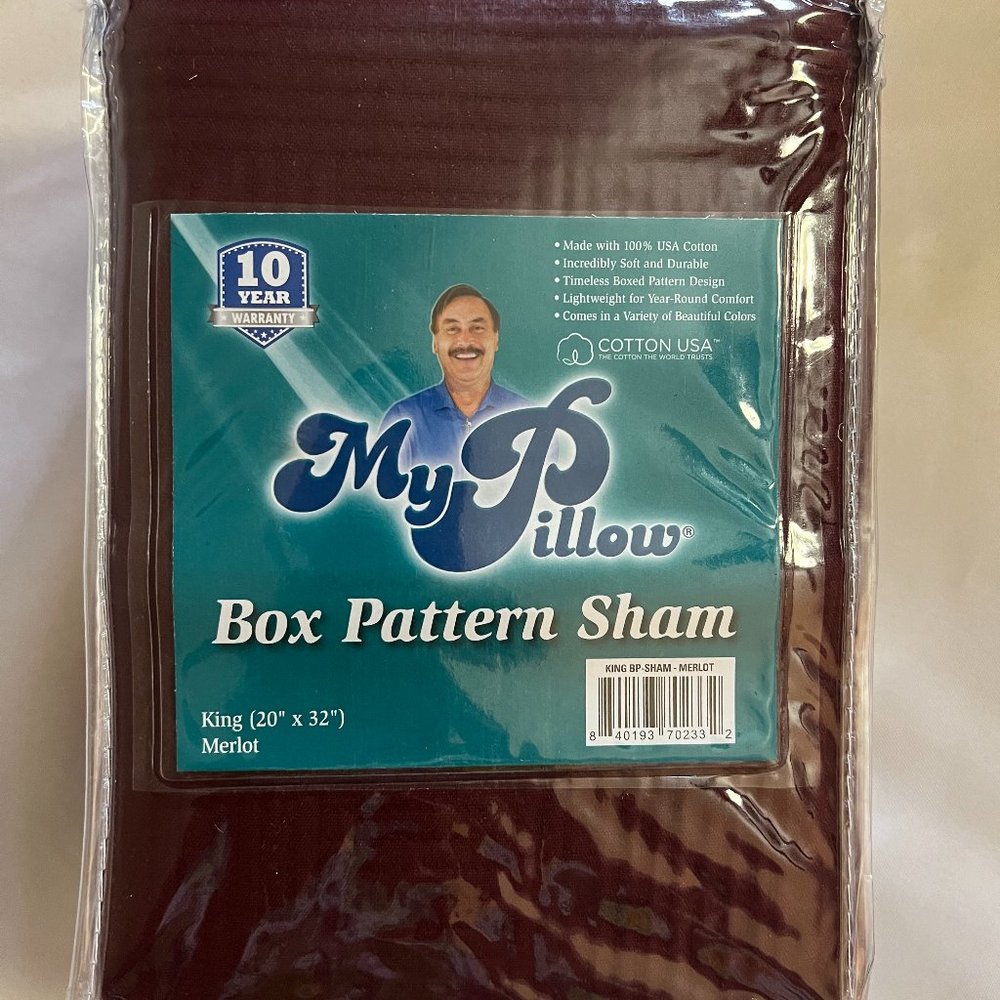 My Pillow Box Pattern Sham Set King Merlot